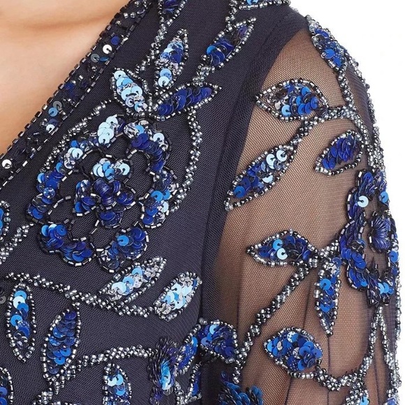 Aidan Mattox embellished sheer long sleeve long gown - Picture 3 of 17